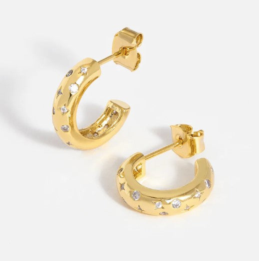 Gold Plated Cosmic Chunky Hoop Earrings