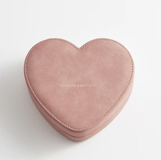 Dusky Pink Velvet Heart Jewellery Box