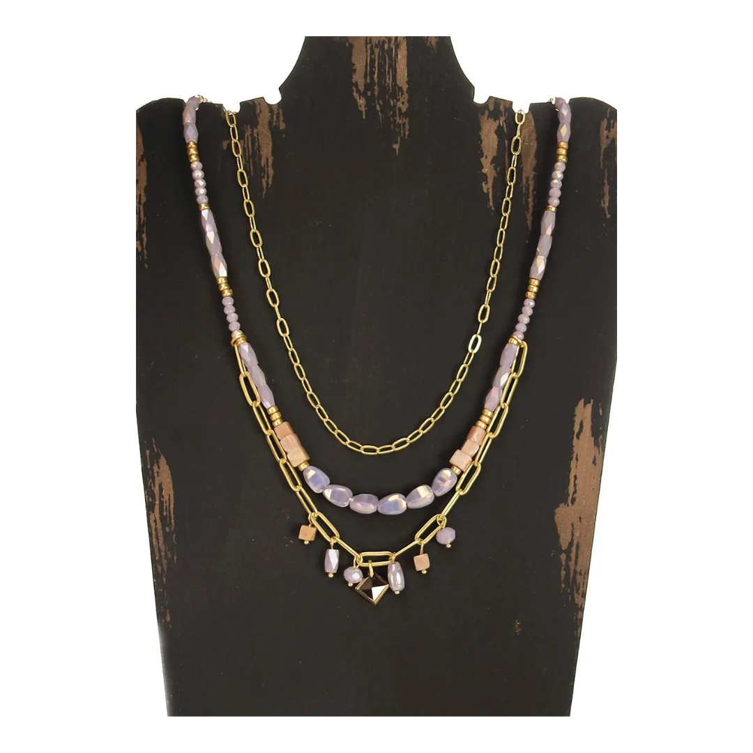 Hot Tomato Skip To My Lou - Sweet Lilac Lustre Beaded Necklace