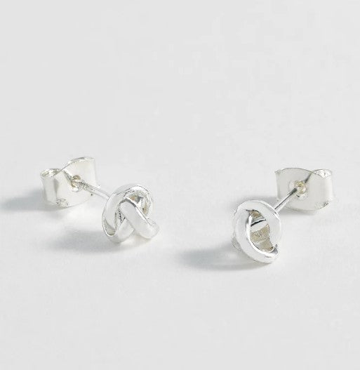 Silver Plated Knot Stud Earrings