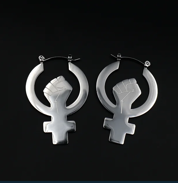 We Are Feminist Earrings Silver
