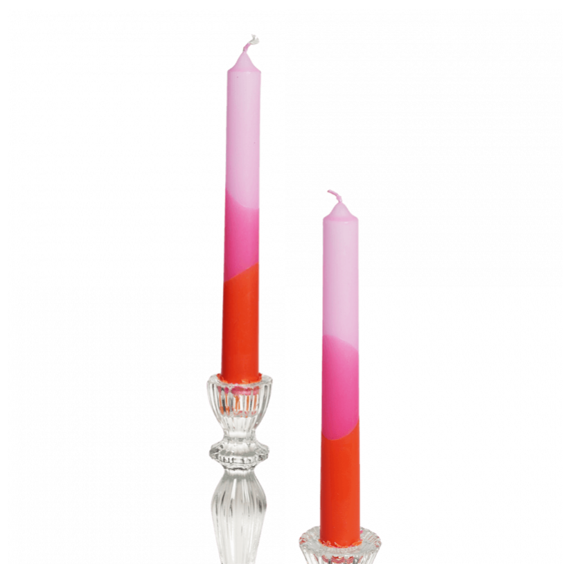 Dip Dye Candles In Pink And Orange (set Of 4)