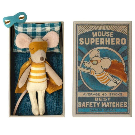 Maileg Little Brother Matchbox Mouse – Superhero