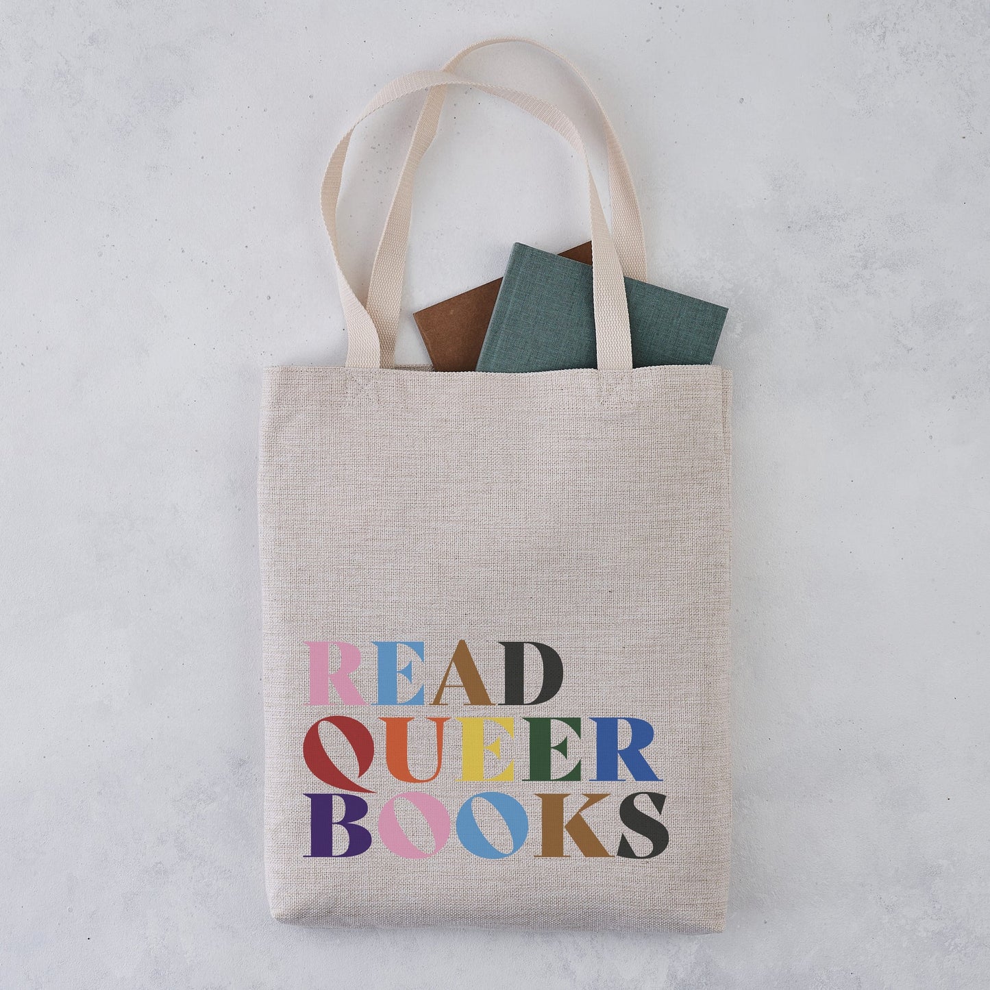 Read Queer Books Rainbow Tote Bag