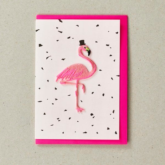 Iron On Flamingo Patch Card