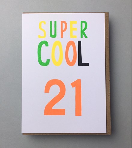 Super Cool 21 Neon Card