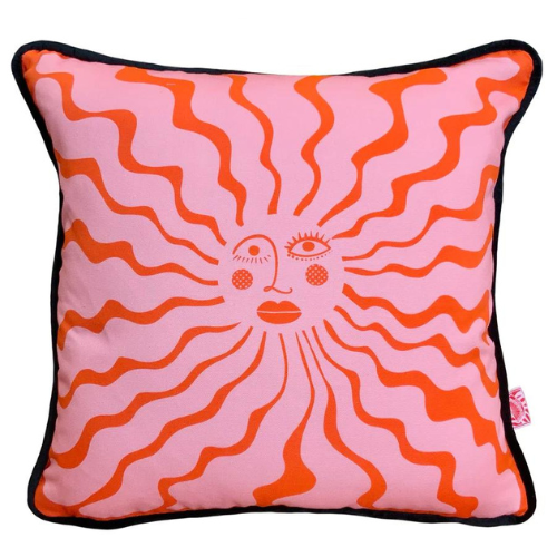 Wavy Sunshine Cushion - Orange/Pink