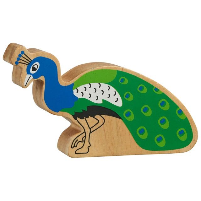 Lanka Kade Wooden Toy Fair Trade - Natural Blue/Green  Peacock