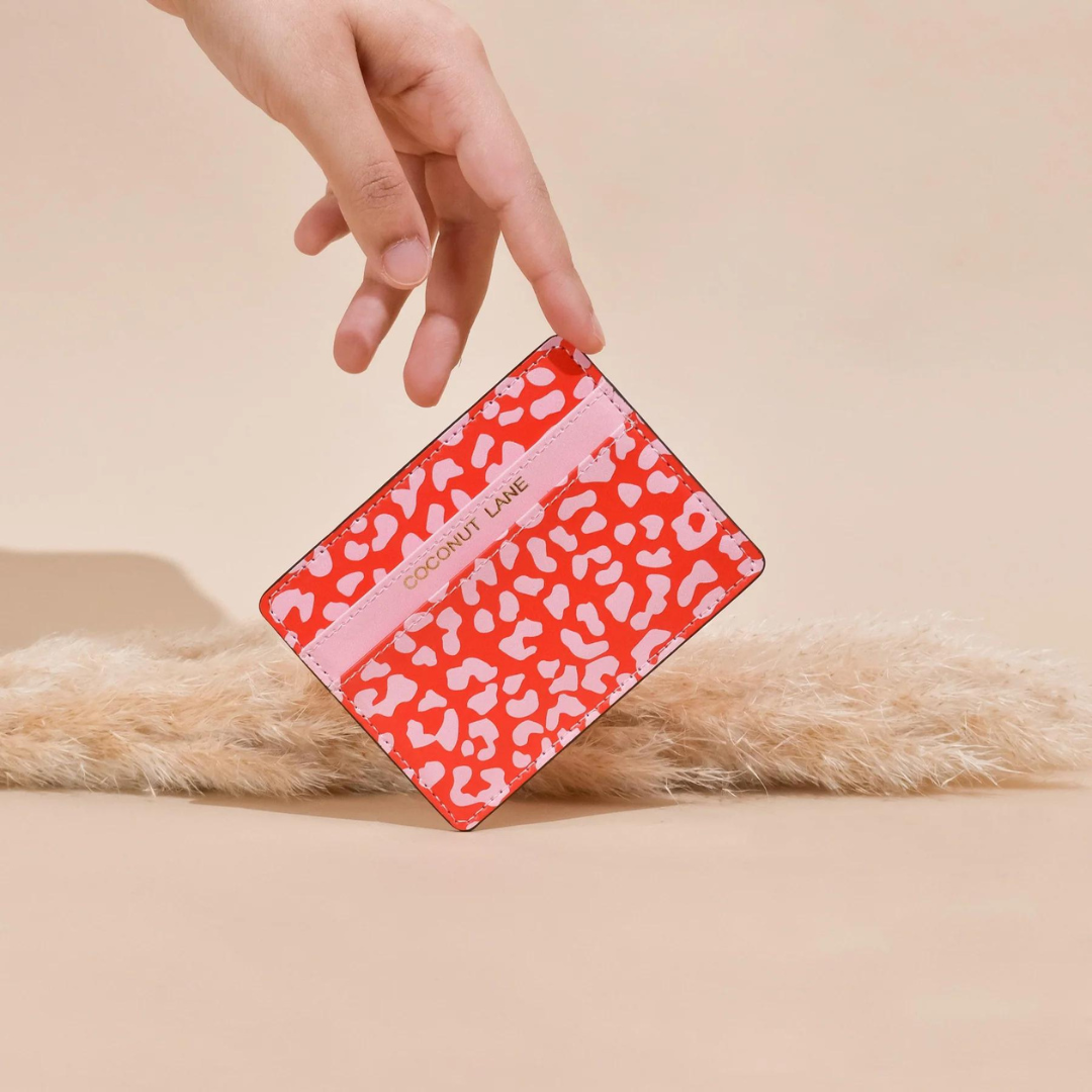 Pink & Red Leopard Card Holder