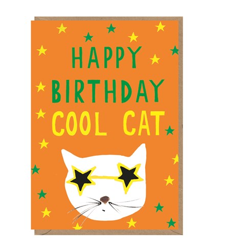 Happy Birthday Neon Cool Cat Card