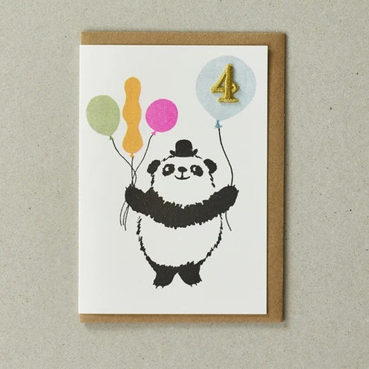 Riso Panda Embroidered Age 4 Card