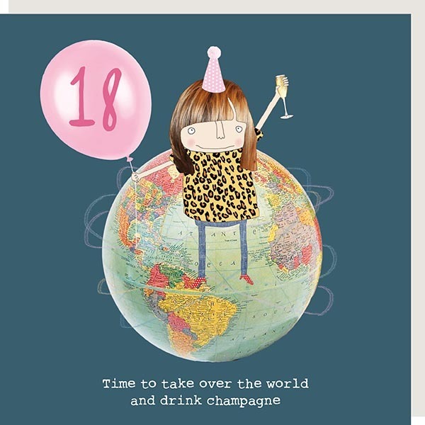 Take Over World 18th Birthday Card - Girl