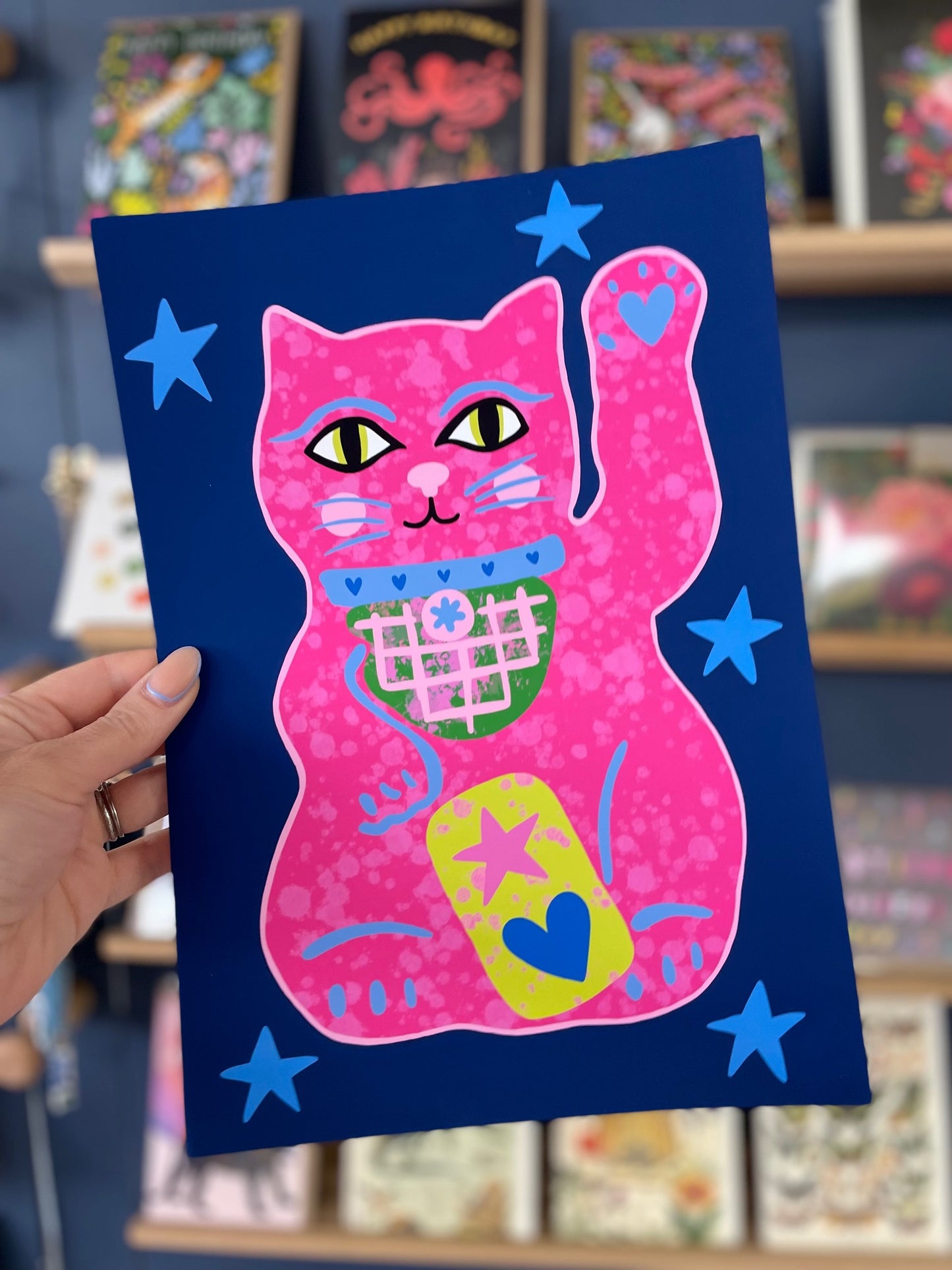 Lucky Cat Art Print A4