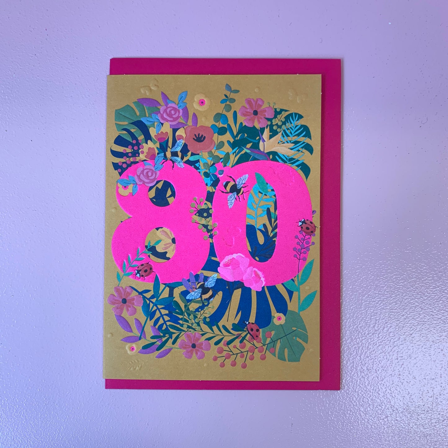 80 Neon Birthday Card