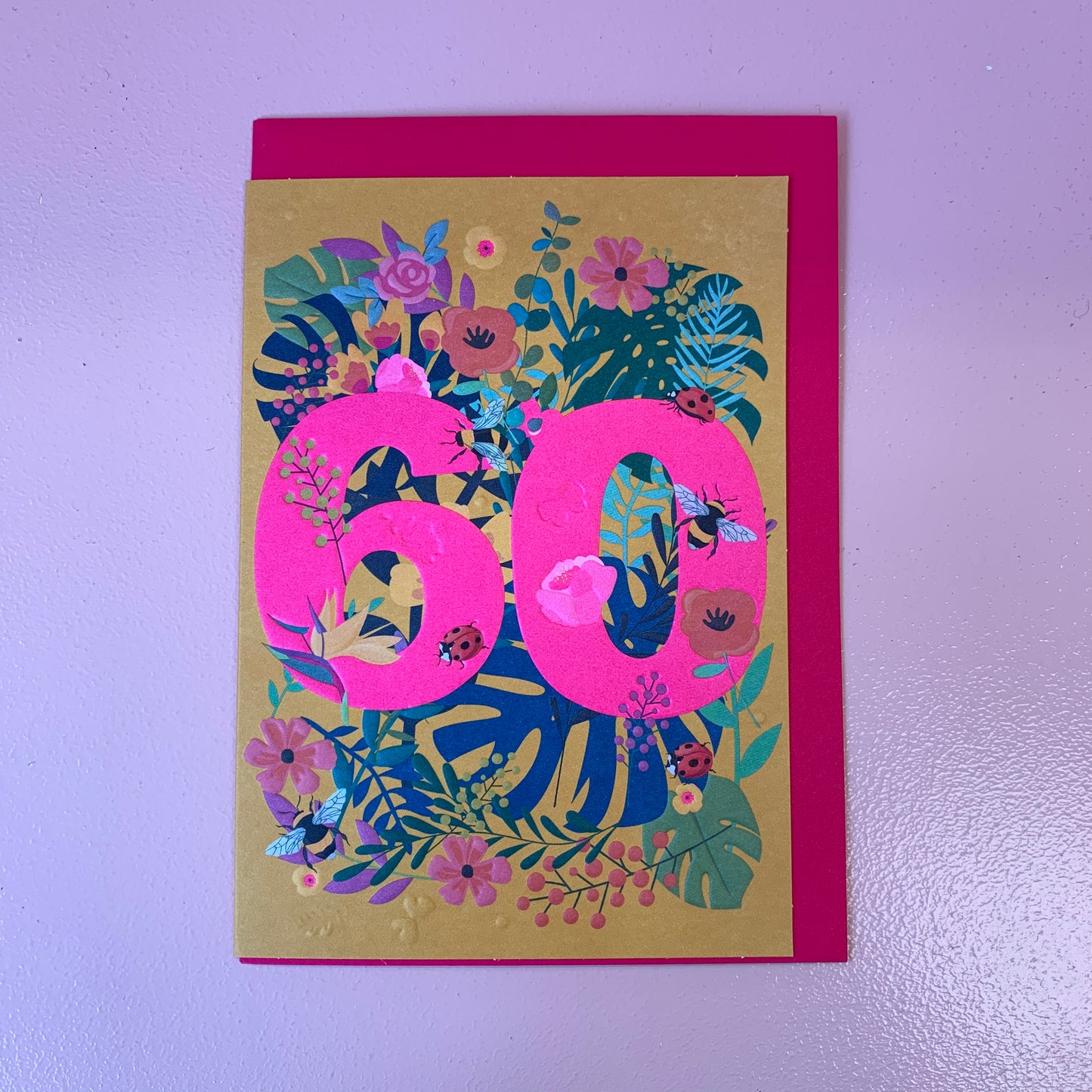 60 Neon Birthday Card