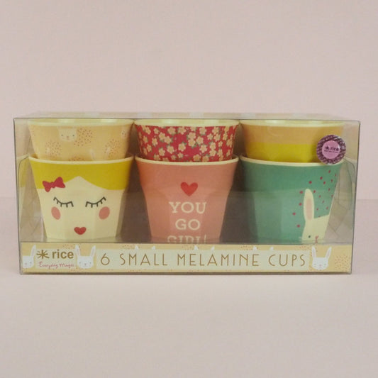 Set Of 6 Rice Kids Melamine Cups, Small 7cm: You Go Girl