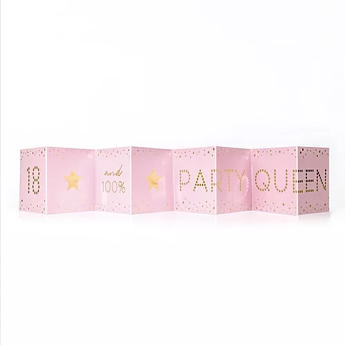 Party Queen 18th Birthday Mini Pink Concertina Card