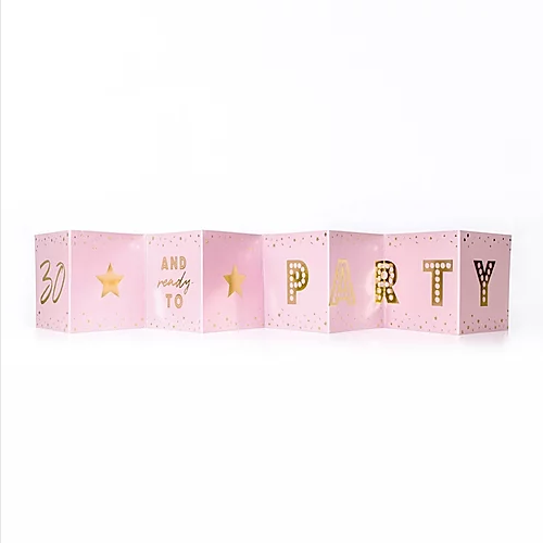 30th Birthday Party Pink Mini Concertina Card