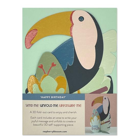 3D Fold-Out Happy Birthday Card - Toucan