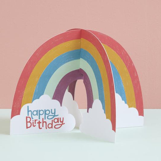 3D Fold-Out Happy Birthday Card - Rainbow