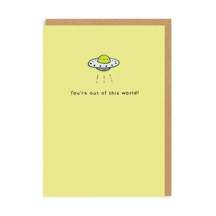 UFO Out Of This World Enamel Pin Badge Card