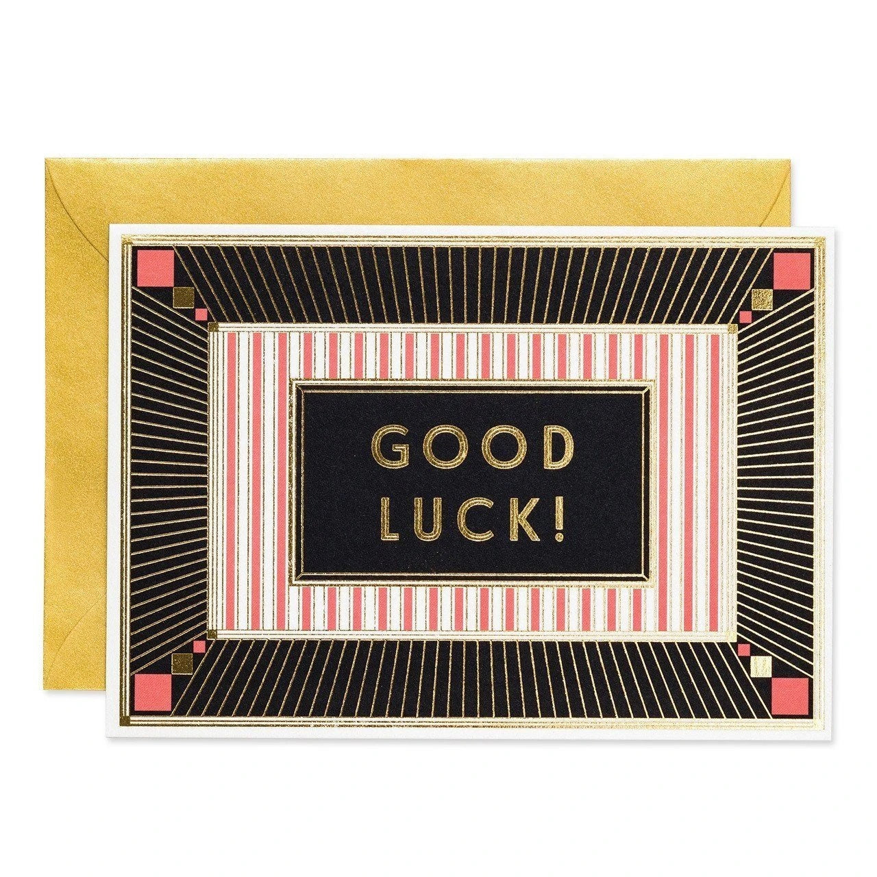 Good Luck Art Deco Gold Foil Card