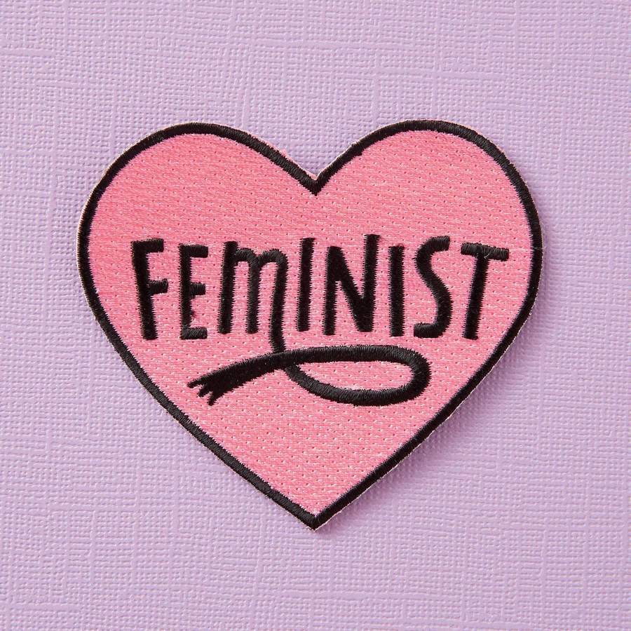 Pink Feminist Heart Embroidered Iron On Patch