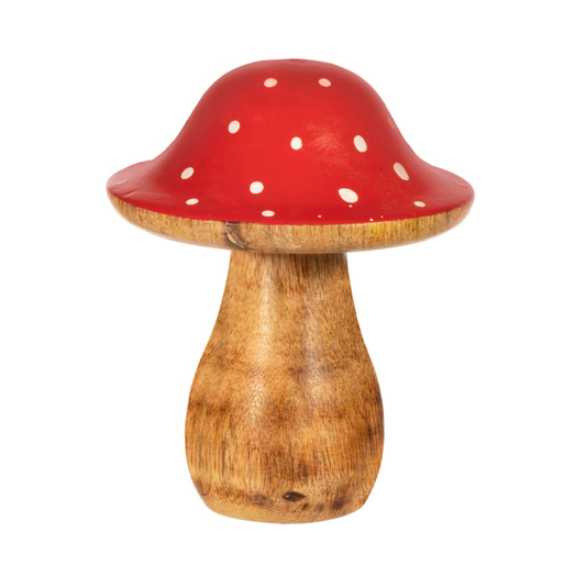 Red & White Wooden Toadstood Standing Decoration