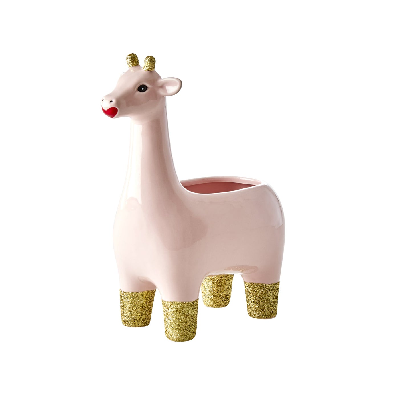 Rice - Flower Pot in Mythical Giraffe Shape - Soft Pink w. Glitter Legs