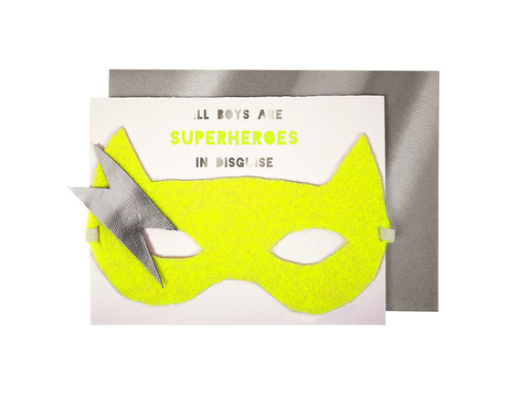 All Boys Are Superheroes Mask Birthday Card