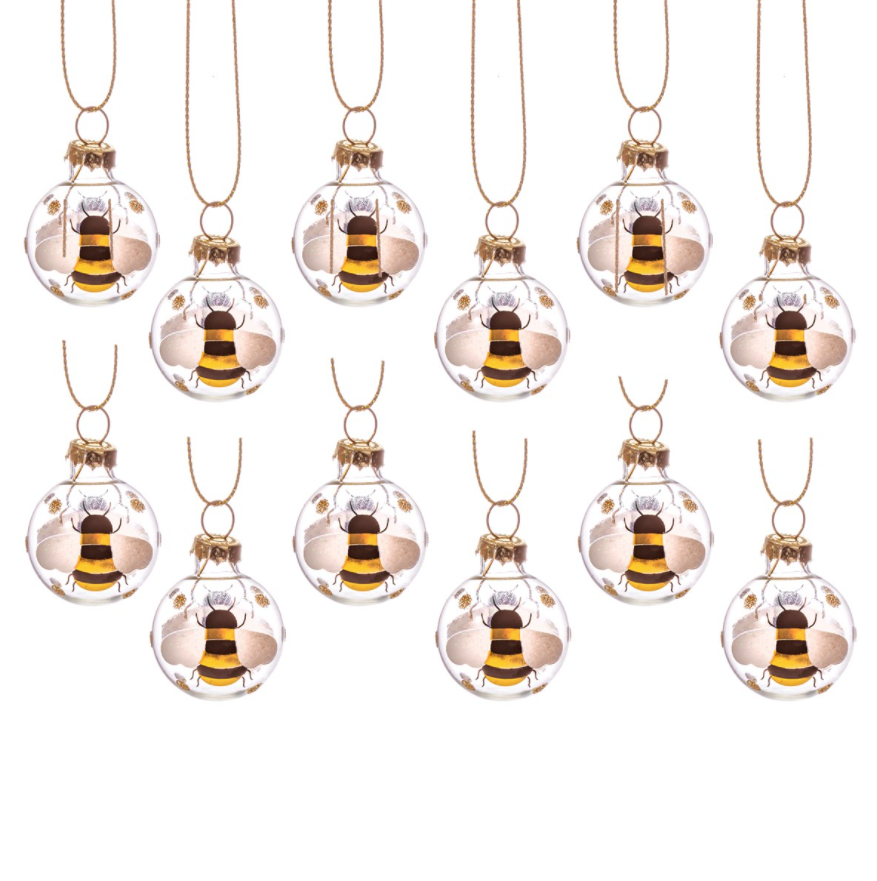 Mini Bee Baubles - Set of 12